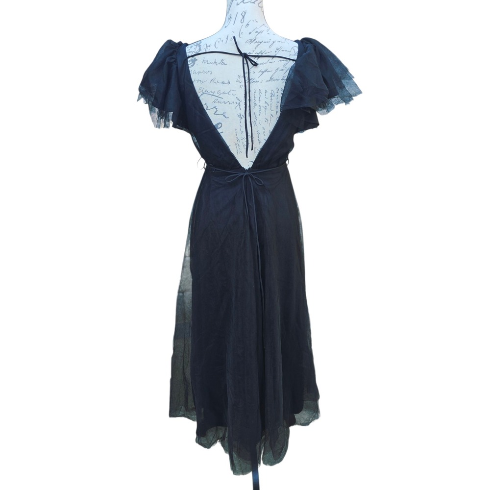Baltic Born NWOT Anabella Tulle Dress Black Maxi Ruffle Sleeve Party Evening M - Picture 6 of 12